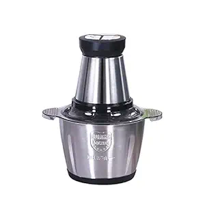 CREDLY Stainless steel 300W universal chopper Electric 3L meat grinder with powerful motor 4-winged stainless steel knife 2 speed levels braking function for meat fruit baby food