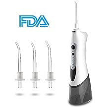 MOULEI Portable Dental Water Flosser -Professional Cordless Oral Irrigator IPX7 Waterproof 3 Modes USB Rechargeable with 4 Jet Tips for Braces and Teeth Whitening for Home and Travel