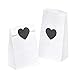 Produktbild 100 Papiertüten Kraftpapier tüten Geschenktüten Papiertütchen 9 x 16 x 5 cm mit 108 Stk schwarz Herz Aufkleber Weiß Papier klein Kraftpapier Geschenk Papierbeutel Adventskalender Kindergeburtstag