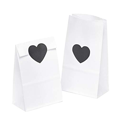 kgpack 100 Pcs Sachet Courses alimentaires en Papier Kraft 9 x 16 x 5 cm avec autocollants Sac d'Emballage Biodégradable pour Bonbons en a Vrac Pochette petits cadeau Kit Patisserie mariage - Blanc