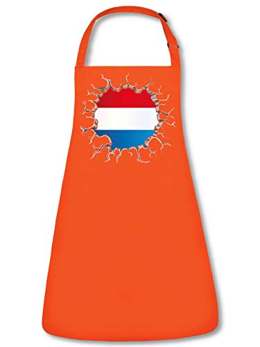 Golebros Holland Niederlande Netherlands Nederland Fan Artikel 5762 Fuss Ball Trikot Look Flagge Fahne EM 2020 WM 2022 Unisex Koch Latz Küchen Grill Schürze