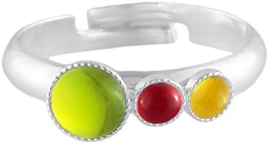Rings 925 Silver Plated Minimalist Adjustable Universal Size Trio Ooo Crystal Yellow Topaz Round Czech Glass Stone Ruby Red Olive Green Handm