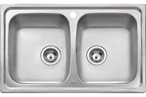 DEKOHOME Teka Fregadero Cocina 2 Senos monomando Acero Inoxidable 79 x 50 x 16 cm para mueble 80cm