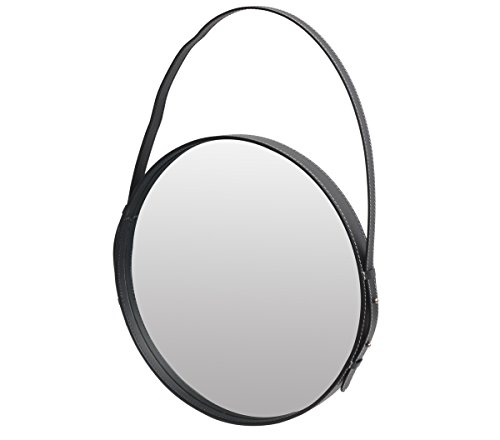 Preisvergleich Produktbild Spiegel Leder Gusti Leder Studio Mirage Hängespiegel Schwarz