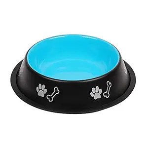 Home Bargains Anti Skid Colored Dog Bowls Medium Size for Pets Bowl to Feed Water and Food (450 ML) Blue Color