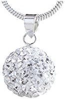 Karisma Spherical Pendant and Rhodium-Plated 925 Silver Chain with Swarovski Elements 12 mm