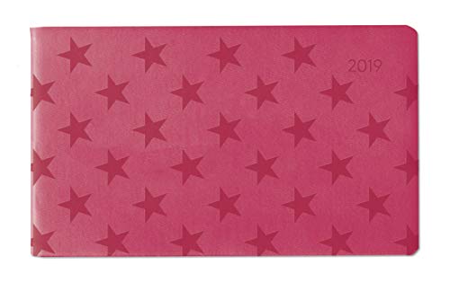 Ladytimer TO GO Deluxe Pink 2019 - Taschenplaner / Taschenkalender quer (15,3 x 8,7) - Tucson Einband - Motivprägung Sterne - Weekly - 128 Seiten