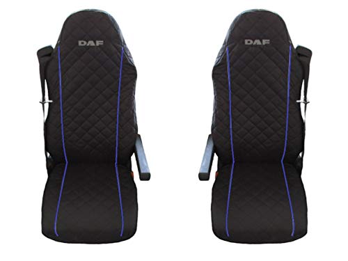 AVITON LTD - 2 x Camiones Fundas de Asiento Negro Fundas para Camiones DAF XF95 XF105 XF 105 95 LF Azul Refuerzo