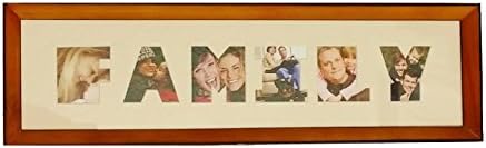 Multi Aperture 6 Photos Frame Wood And Glass Pictures to be set in the letters FAMILY 21.5" x 6.5"