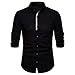 Produktbild Btruely Herren Hemd Slim Fit Simple Solid Farbe Langarmshirt Formell Hemden Freizeit Stehkragen Shirt für Business Hochzeit Trachtenhemd Langarm Männer Tops