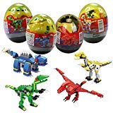 Anditoy 4 Pack Dinosaur Building Blocks in Jumbo Easter Eggs with Toy Inside for Kids Boys Girls Easter Gifts Easter Basket Stuffers Fillers