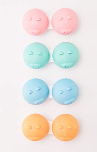 Sports Vision World 3 x Arancia Porcellino Divertente Animale Carino Caso di Lenti a Contatto per Valigie da Viaggio e di Ricambio