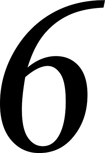 Selbstklebende Hausnummer - 6 - schwarz, 10 cm hoch - Kleben statt Bohren, Aufkleber für den Aussenbereich, Ziffer, Zahlen