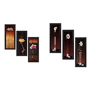 eCraftIndia Matt Textured Art Painting (Synthetic Wood, 17.8 cm x 1.3 cm x 40.6 cm, Set of 3) + Matt Textured Synthetic Wood Art Painting (17.78 cm x 1.27 cm x 40.64 cm)