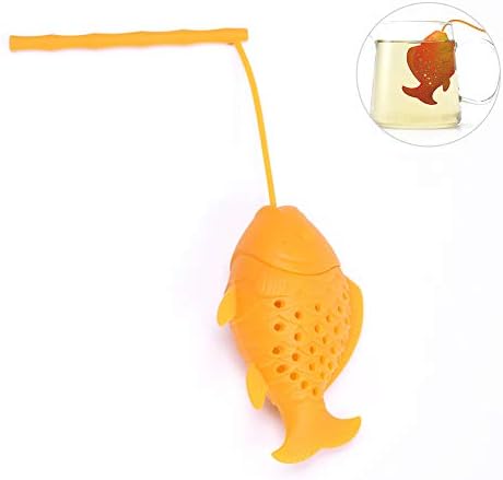 Cute Fish Shape Silica Gel Tea Infuser Strainers Tea Strainer Filters Tea Interval Diffuser (Orange)