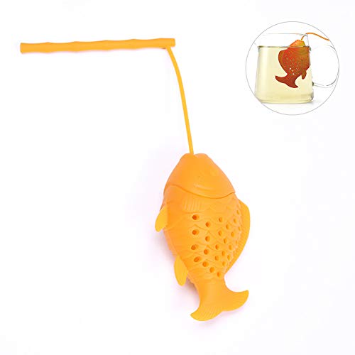 Cute Fish Shape Silica Gel Tea Infuser Strainers Tea Strainer Filters Tea Interval Diffuser (Orange)