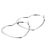 Jewelrywe Gioielli Orecchini da Donna,Acciaio Inossidabile,Love Cuore Sweet,Argento 35MM (con Borsa Regalo)