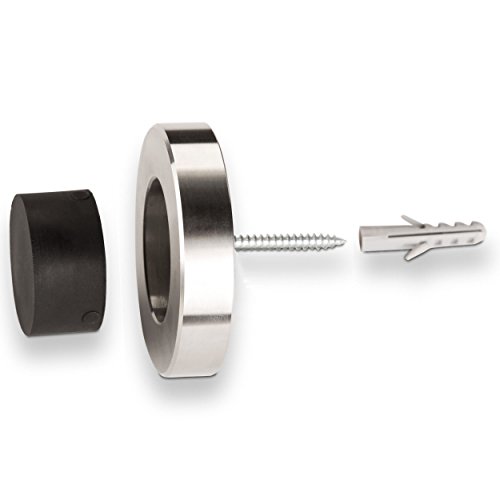5 x STOPPLA® Wandtürstopper Hulk ø 60 mm H: 20 mm echt Edelstahl massiv Türstopper für die Wand mit Gummipuffer - 2