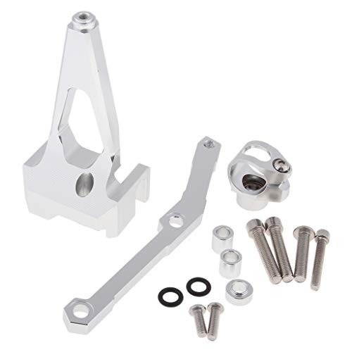 perfk Motorcycle Steering Damper Stabilizer Bracket Mount Kit for Yamaha MT09 FZ09 - Silver