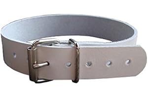 LEDERRIEMEN.COM Leder Befestigungsriemen mit Rollschnalle, Fixierriemen, Lederriemen, Schnalle, Farbe:weiß, Größe:1.5cm breit x 20cm lang