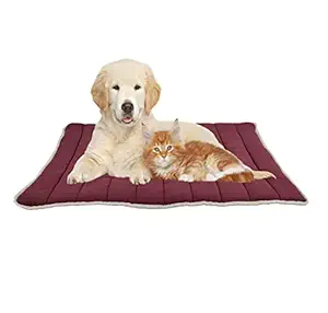 NUEVOS DOGGADIL Cotton Canvas Quilted Rectangle Cat Dog Pet Bed Mattress| Foldable Pet Mat| Anti-Slip Machine Washable Pet Mats for Sleeping Relaxing| Anti-Slip Machine Washable Rectangular Super Soft Cat Dog Pet Bed