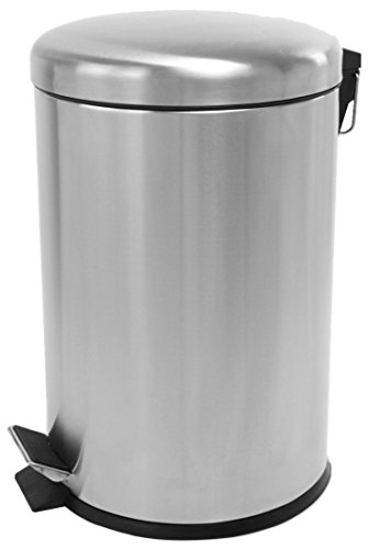 20 Liter Edelstahl Mülleimer, mattierter Tret- Abfalleimer mit abgerundetem Deckel