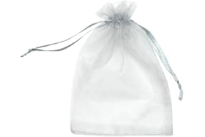WS Accessories PACK OF 10 Organza Gift Bags, Jewellery Pouches 7x5cm/7x9cm/9x12cm/10x15cm/13x18cm (Grey, 10x15cm)