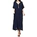 Produktbild Sunnywill damen Damen Sommer Knielang Festlich Hochzeit Vintage Kurzarm Tunika Baggy Long Maxi Plus Größe (Navy, XXL)