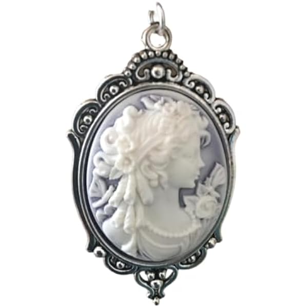 Pendentif Camée Noir Fleur et Perle, Argent - Emanessence