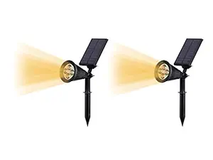 Quace Upgraded Solar Lights Pack of 2 Waterproof Outdoor Landscape Lighting Spotlight/Wall Light Warm White