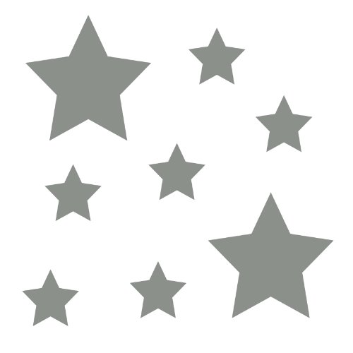 kleb-drauf® – 8 Sterne / Grau – matt – Aufkleber zur Dekoration von Wänden, Glas, Fliesen und allen anderen glatten Oberflächen im Innenbereich; aus 19 Farben wählbar; in matt oder glänzend - 2