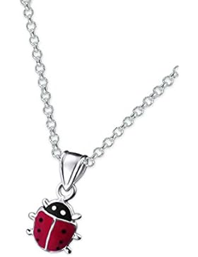 Laimons Kids Kinder-Anhänger mit Kette Marienkäfer Schwarz, Rot Sterling Silber 925