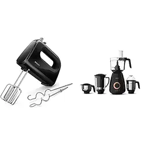 Philips HR3705/10 300-Watt Hand Mixer + PHILIPS HL7707/00 750W Mixer Grinder with Jars, Black