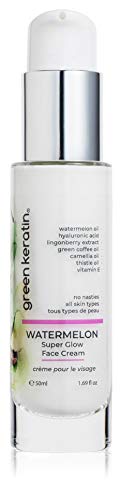 Green Keratin Watermelon (Pastèque) Super Glow Creme Visage | Huile De Melon, Acide Hyaluronique, Cellules Souches De L'airelle, Huile De Cafe Vert | Tous Les Types De Peau | 50ml