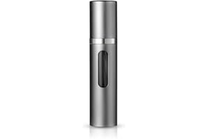 Aurdox Perfume Atomiser, Refillable, Empty Travel Perfume Atomizers, Mini Portable Spray Bottle with Window for Travel, 8 ml (Grey)
