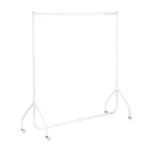 Shopfitting Warehouse Stabiler, Großer Kleiderständer, Garderobenständer – Robuste 153cm lange Profi-Kleiderstange komplett aus Stahl in Weiß
