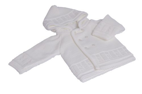 Dandelion Knitted Unisex Baby Jacket for 0 - 3 Months White