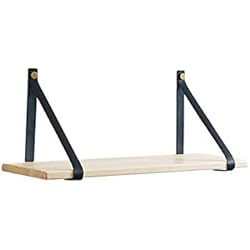 LNFA Tablette Murale Tablettes flottantes Tablette Suspendue, Étagères de Rangement flottantes en Bois avec bandoulière en Cuir Swing Organizer