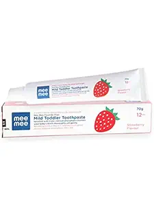 Mee Mee Fluoride-Free Baby Toothpaste, Fortified with triple calcium phosphate, Strawberry Flavor, Cavity Protection,oral care,70 gram