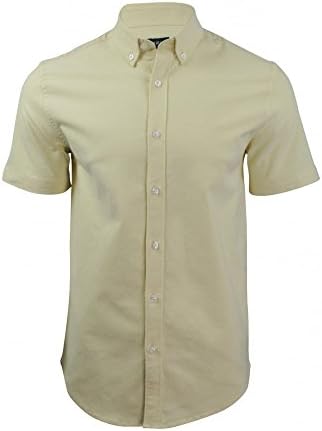 Mens Short Sleeved Oxford Shirt by Farah Jeans 'Thompson' (Pastel Yellow) L
