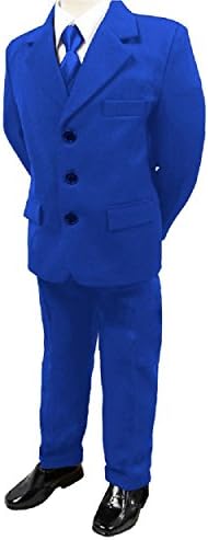 Boys 5 Piece Blue Suit Proms First Communion Wedding Special Occassion Great For School Proms (8years)