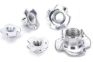 JUST ACCESSORIES M5 (5mm Ø) T-Nuts Four Pronged Tee Nut Captive Blind Threaded Inserts for Wood Furniture Trade Packs (25)