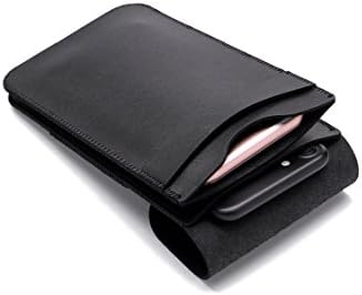 Double Pockets Phone Case Microfiber Leather Bag For Multi Phone Model Hook Loop Belt Pouch Holster Bag For All Smart Phone Below 6.3 inch (Black)