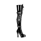  Higher-Heels PleaserUSA Overknee-Stiefel Electra-3028 Lack schw. Gr.39