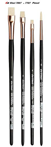 Espacebeauxarts da Vinci Serie 7007, Sete di Maiale, Piatto Esterno, Taglia Corta 4 .8.12. Serie 7707 Rotondi, Corti, Lunghezza Misura 6.per Colori ad Olio e acrilici