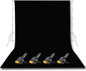 MV Photo Studio 8 x 12ft Black Backdrop Screen, Seamless Chromakey Backdrop Muslin Background Screen for Photography