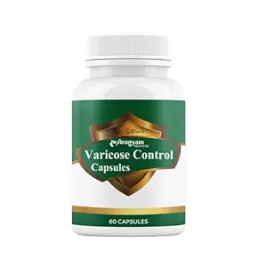 AROGYAM Varicose Control Capsules 500mg With Brahmi, Arjuna & Gokshru Extract for Varicose or Sprider Vein, Ayurvedic Capsules for Booster and Strengthen - ( 60 Capsules )