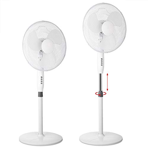 Ventilateur sur pied - blanc I oscillant I rotatif 90° I avec 3 vitesses I Ø 40 cm I Hauteur réglable