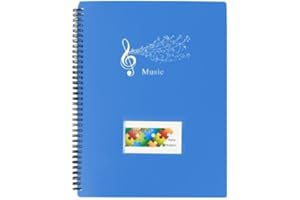 HEAVENLIFE A4 Sheet Music Folder, Music Folder Paper Documents, 60 Pages Music File Folder, Spiral Binder Music File Folder for Musicians, Band, Concert, Piano (Blue)