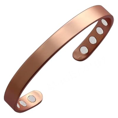 MagEnergy Copper Bracelet for Men and Women 99.9% Pure Copper Bangle Small size 6.3" Adjustable with 8 Magnets (6.3inch)